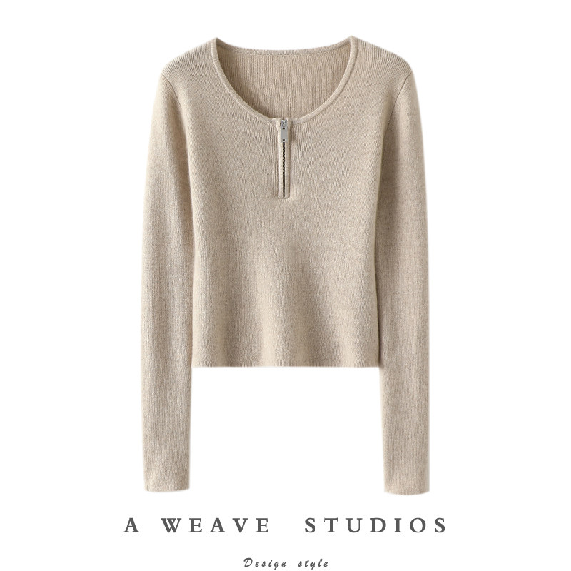 时尚执念！拉链大圆领羊绒衫女修身纯羊绒毛衣打底衫秋冬【启超】,女装/女士精品,毛衣,淘宝优惠券,粉丝福利购,淘宝优惠卷