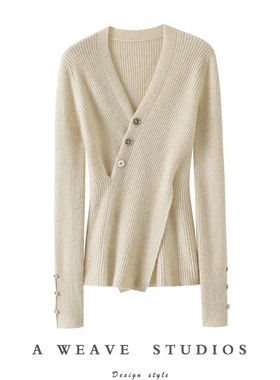 启超真心好穿~V领100%纯山羊绒衫女纯羊绒毛衣针织衫修身打底衫