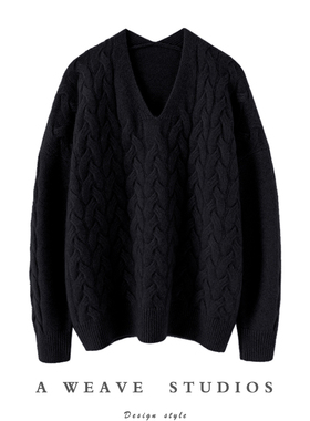 过目难忘！重磅加厚小V领启超羊绒衫女100纯羊绒毛衣女秋冬内搭