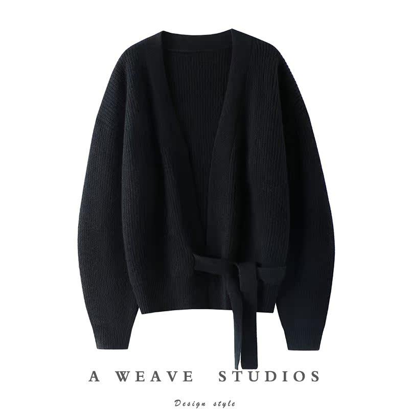 有点惊艳！加厚100%羊绒开衫女V领纯羊绒毛衣针织外套宽松秋冬