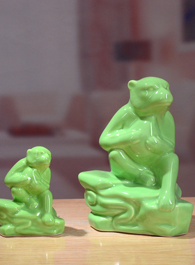 绿色动物吉祥大小号鼠年生肖猴