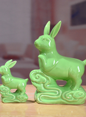 绿色动物吉祥大小号兔子生肖鼠