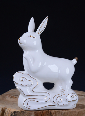 陶瓷兔子摆件可爱风酒柜装饰品
