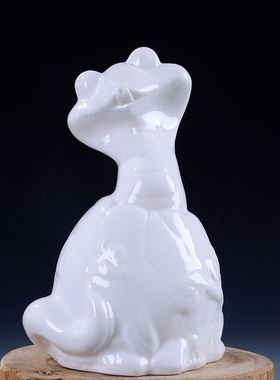 简约陶瓷蛇摆件风水招财镇宅家居瓷器肖形工艺品蟒蛇白色的卡通蛇