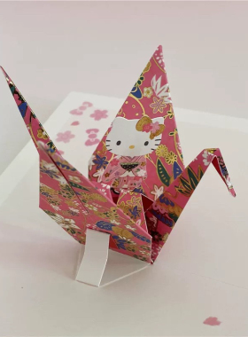 现货 日本卡通和风Kitty千纸鹤浪漫到放肆生日表白毕业立体贺卡
