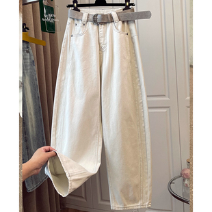 女束脚弯刀裤 胖mm高腰显瘦直筒阔腿牛仔裤 女装 小包菜大码