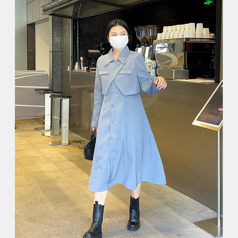大码女装小西装套装女2022新款秋冬季微胖mm显瘦遮肉连衣裙两件套
