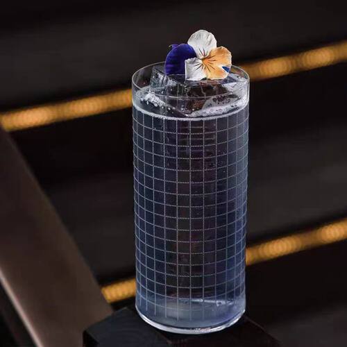 酒吧格纹刻花超薄斜身柯林杯HighBall杯嗨棒杯金汤力杯柯林海波杯