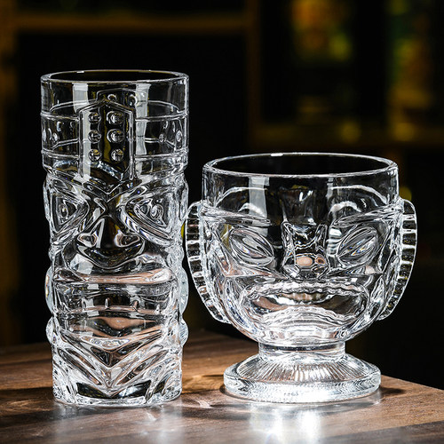 加厚玻璃tiki鸡尾酒杯鬼脸提基杯