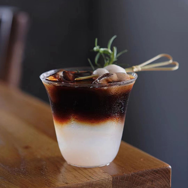 ins风阔口玻璃咖啡杯轻薄冰美式拿铁杯简约茶杯鸡尾酒杯冷饮杯子