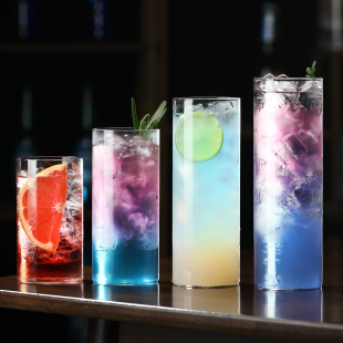 厚底柯林杯轻薄酒吧直身杯长饮玻璃杯调酒杯海波长岛冰茶鸡尾酒杯