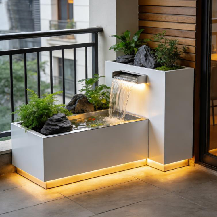 不锈钢成品定制鱼池景观庭院室内阳台办公客厅摆件循环水室外造景