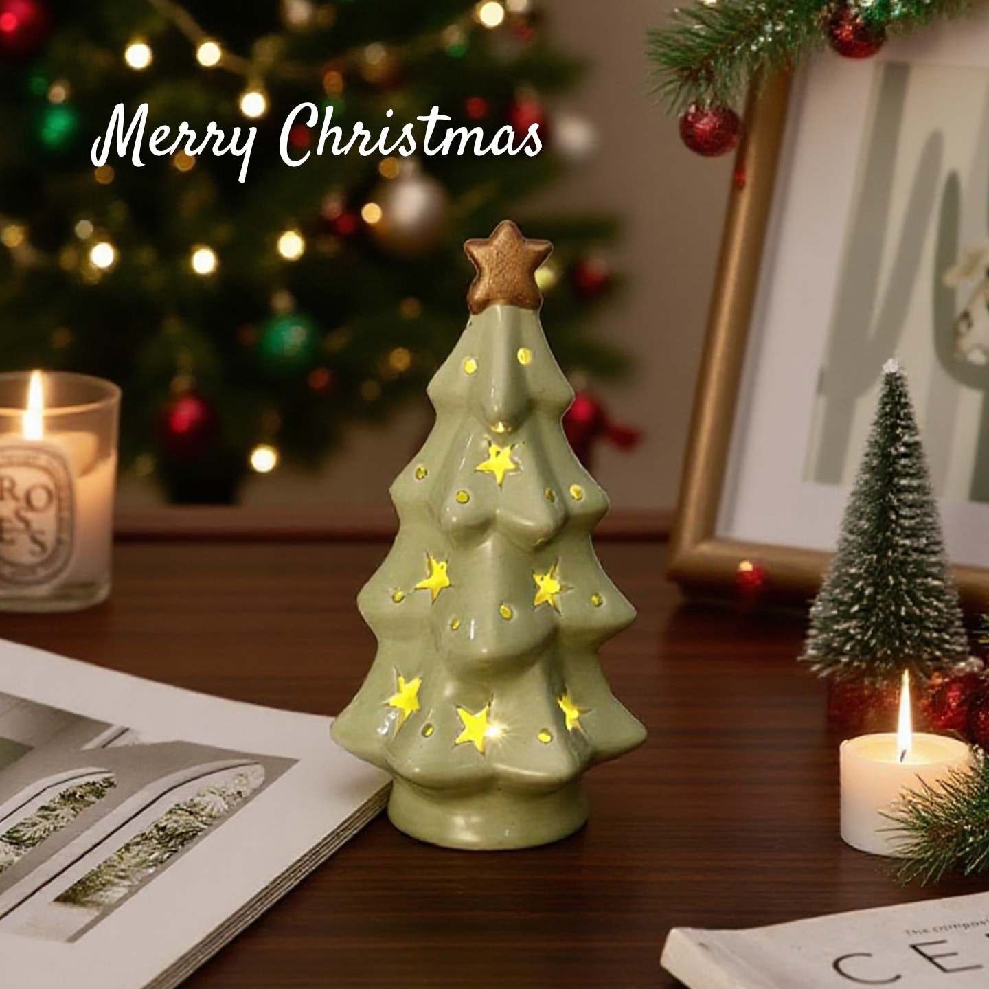 圣诞树陶瓷小夜灯氛围装饰桌面摆件拍照道具送朋友闺蜜圣诞礼物