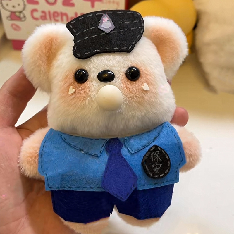 吱吱叫会录音吐泡泡的小熊保安玩偶挂件diy帕恰狗手工材料包毛绒