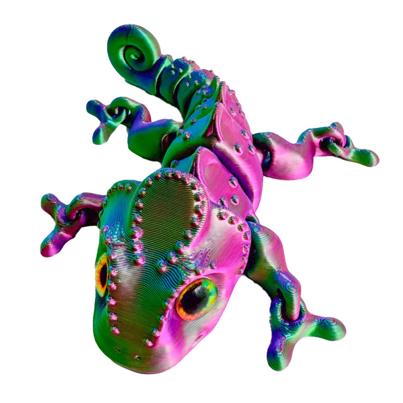 跨境创意3D打印变色龙关节可动渐变模型景区儿童爆款玩具礼物
