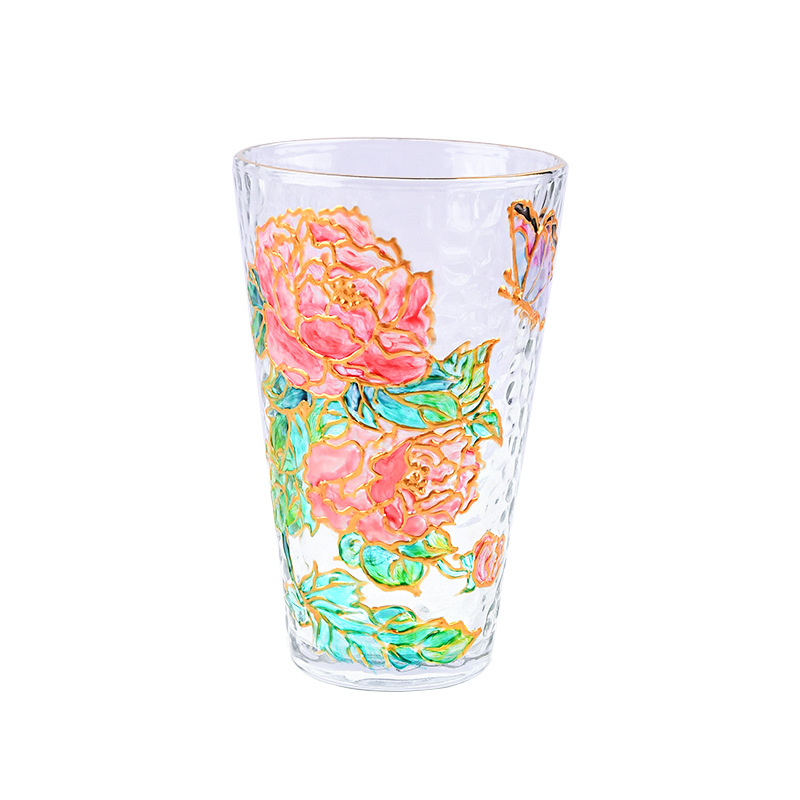 元旦新年手绘玻璃杯diy填色暖场手工彩绘材料包创意金边锤纹装饰