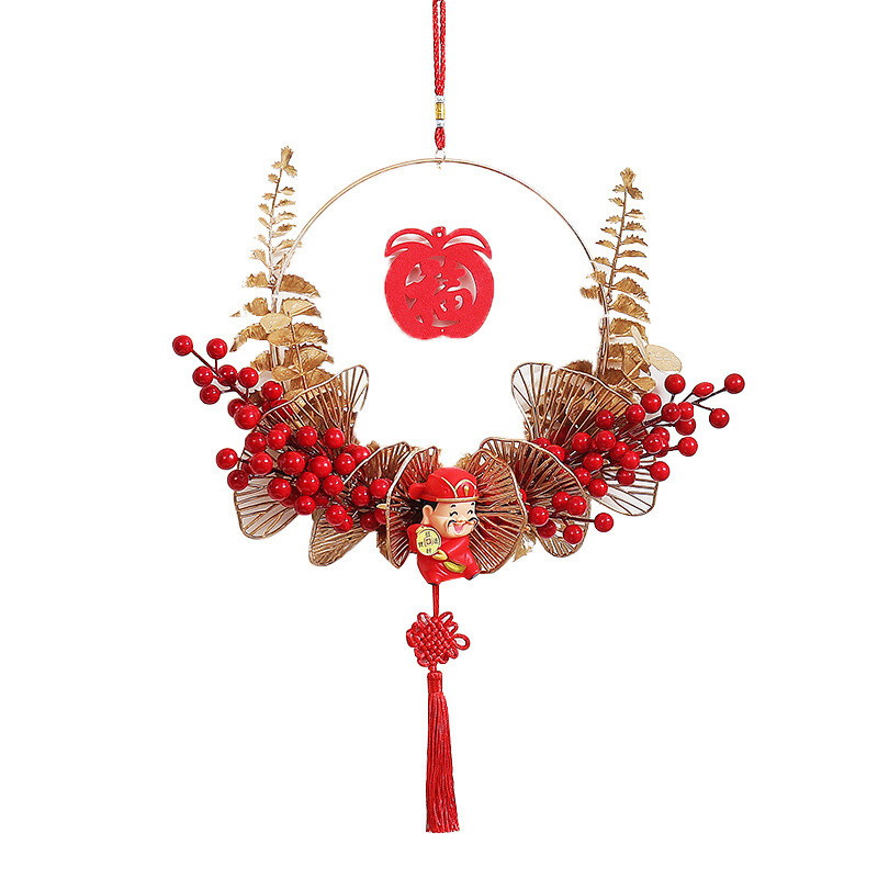 2026马年春节新年装饰花环挂饰门口过年福字挂件布置用品门挂