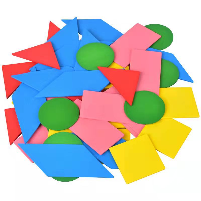 盒装50片几何形状片学具数学教具儿童创意DIY智力拼图玩具