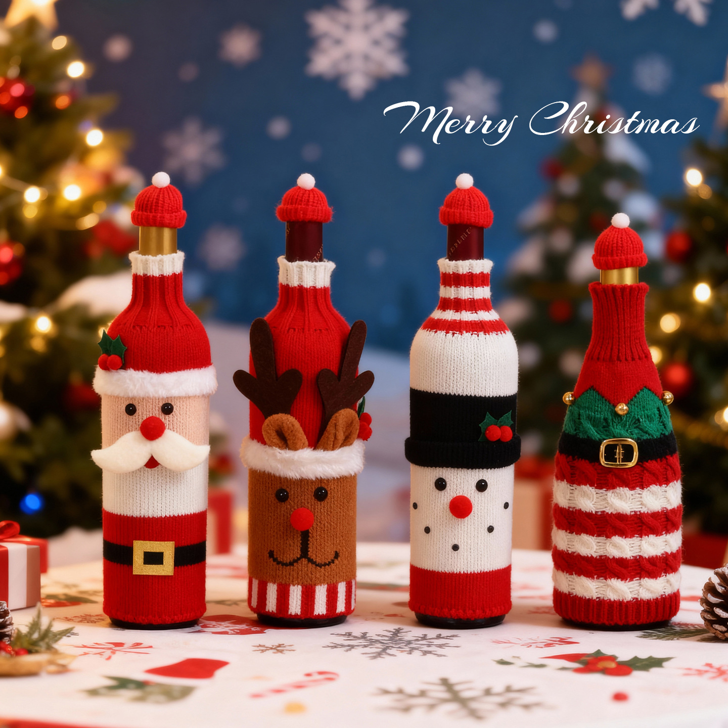 圣诞节装饰品红酒杯套老