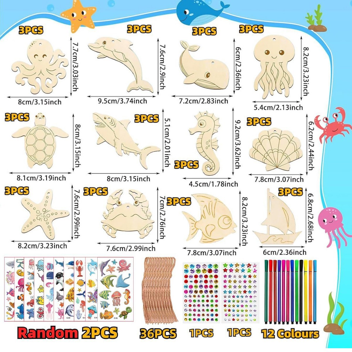 跨境夏威夷海洋风格可DIY手工木质工艺品拼装儿童益智玩具