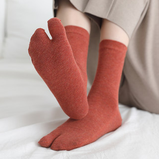 女士两指袜二趾袜春秋季中筒袜纯棉纯色猪蹄鞋分趾袜子日本木屐袜