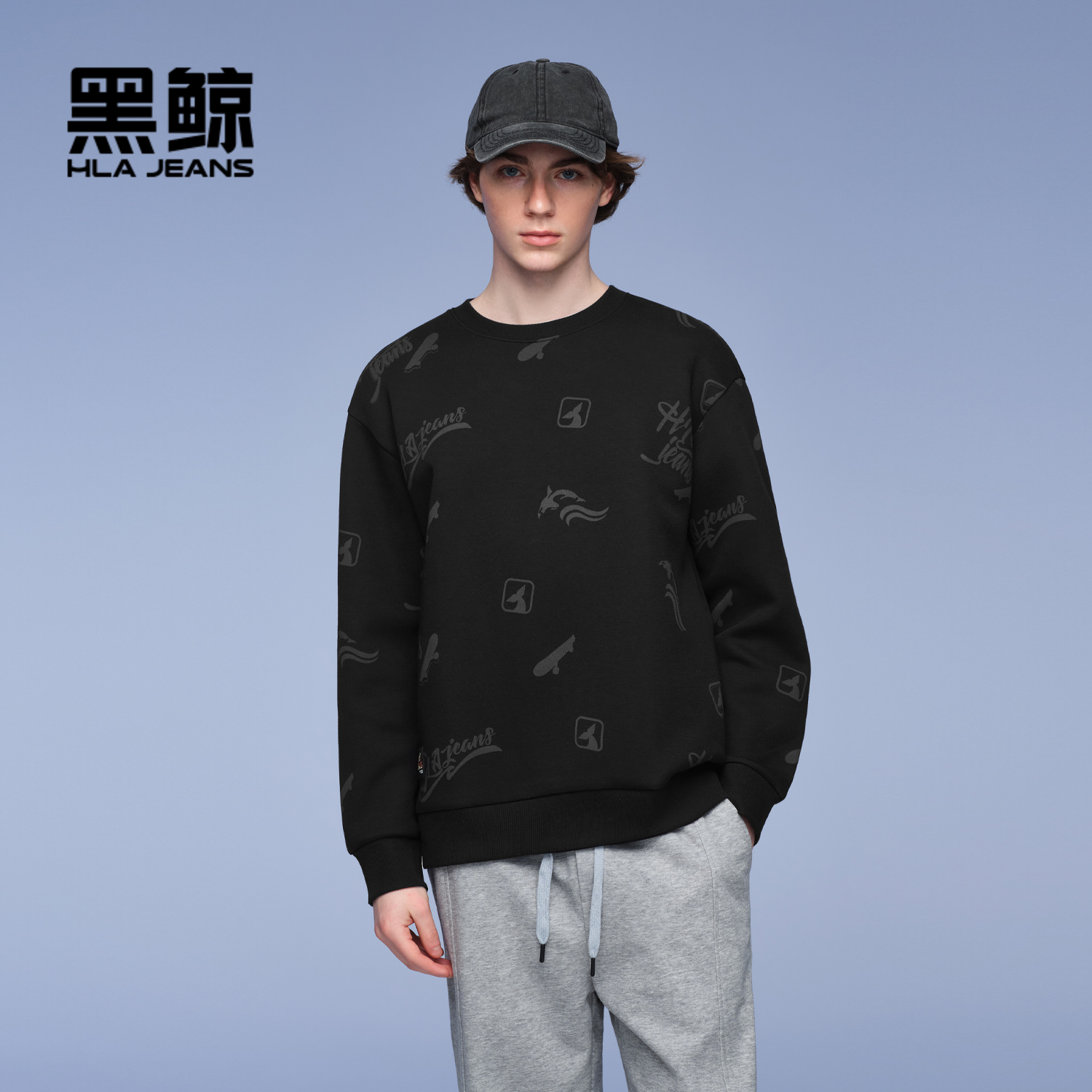 宽松版型 罗纹圆领 印花装饰