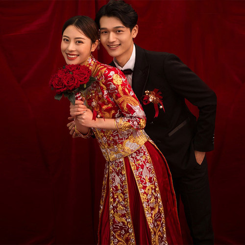 秀禾服2022年新款新娘小个子女中式敬酒服修身结婚夏季薄款龙凤褂