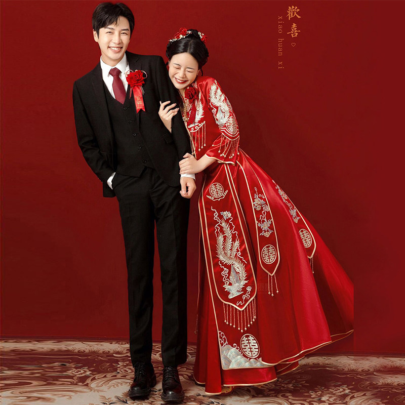 秀禾服新娘2022新款结婚中式礼服修身秀和服女嫁衣龙凤褂夏季薄款