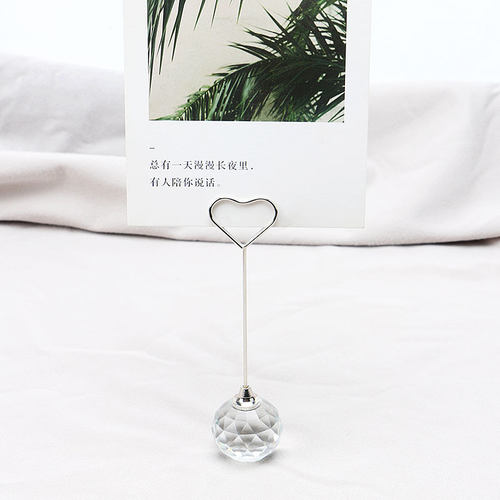 立式摆件水晶球金属爱心便签夹