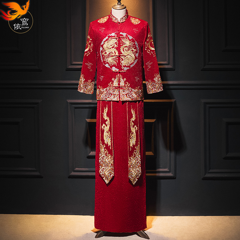 男士中式秀禾服龙凤褂大码婚服图片
