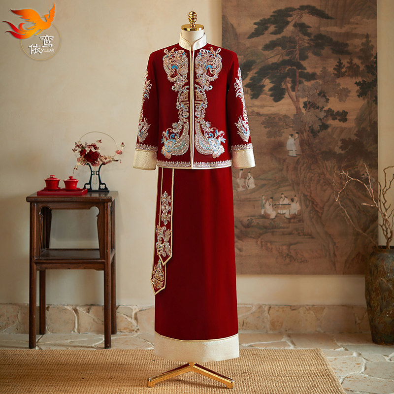 秀禾服新郎2025新款高级龙凤褂男中式接亲婚服敬酒服唐装汉服男士