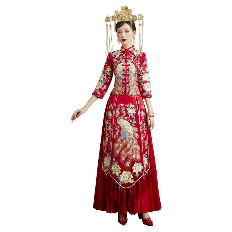 新娘冬季中式风婚纱秀禾服