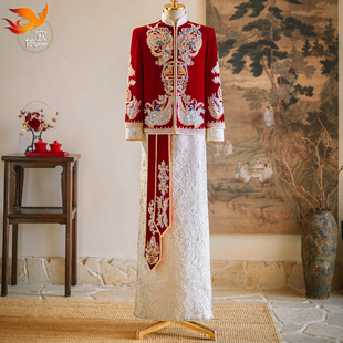 男士秀禾服2025年新款中式新郎服结婚礼服新郎修身龙凤褂男装秀禾