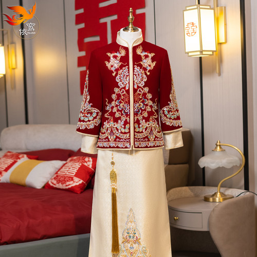 秀禾服男生2026新款中式新郎结婚礼服唐装汉服龙凤褂男士高级秀和