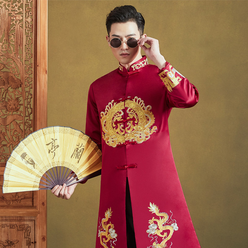 XIUHE COSTUME MENS 2024 NEW WEDDING DRESS GROOM TOASTING DRESS DRAGON AND PHOENIX GOWN PLUS SIZE TANG COSTUME SHOW KIMONO