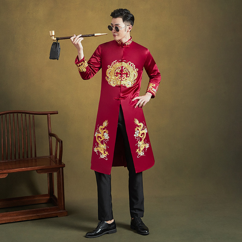 XIUHE COSTUME MENS 2024 NEW WEDDING DRESS GROOM TOASTING DRESS DRAGON AND PHOENIX GOWN PLUS SIZE TANG COSTUME SHOW KIMONO