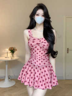 泳衣女夏保守连体裙式 遮肚显瘦带钢托学生度假泡温泉 平角2024新款