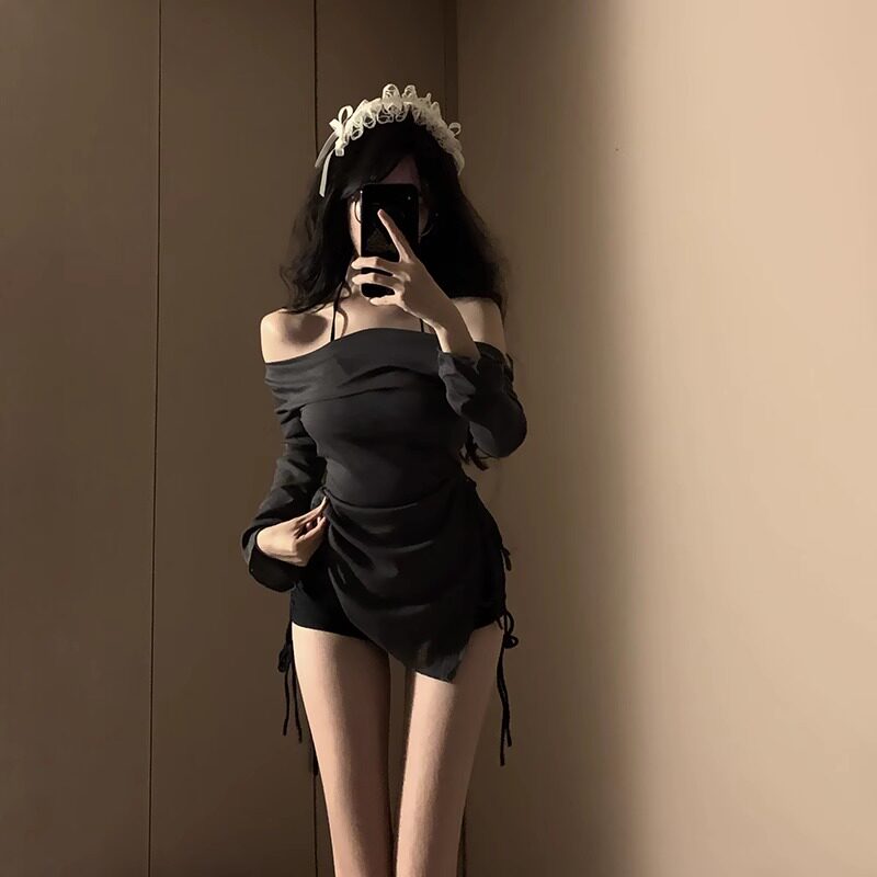 新款分体平角泳衣女中长罩衣韩高腰保守遮肚显瘦高级感小胸温泉