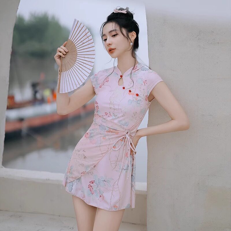 泳衣女款夏连体保守微胖女孩遮肉大码中式国风高级感2024新款泳装