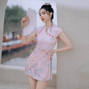 泳装 泳衣女款 国风高级感2024新款 中式 夏连体保守微胖女孩遮肉大码