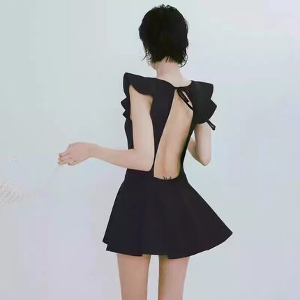 泳衣女连体保守遮肚显瘦露背性感裙式网红风2023新款大码温泉泳装