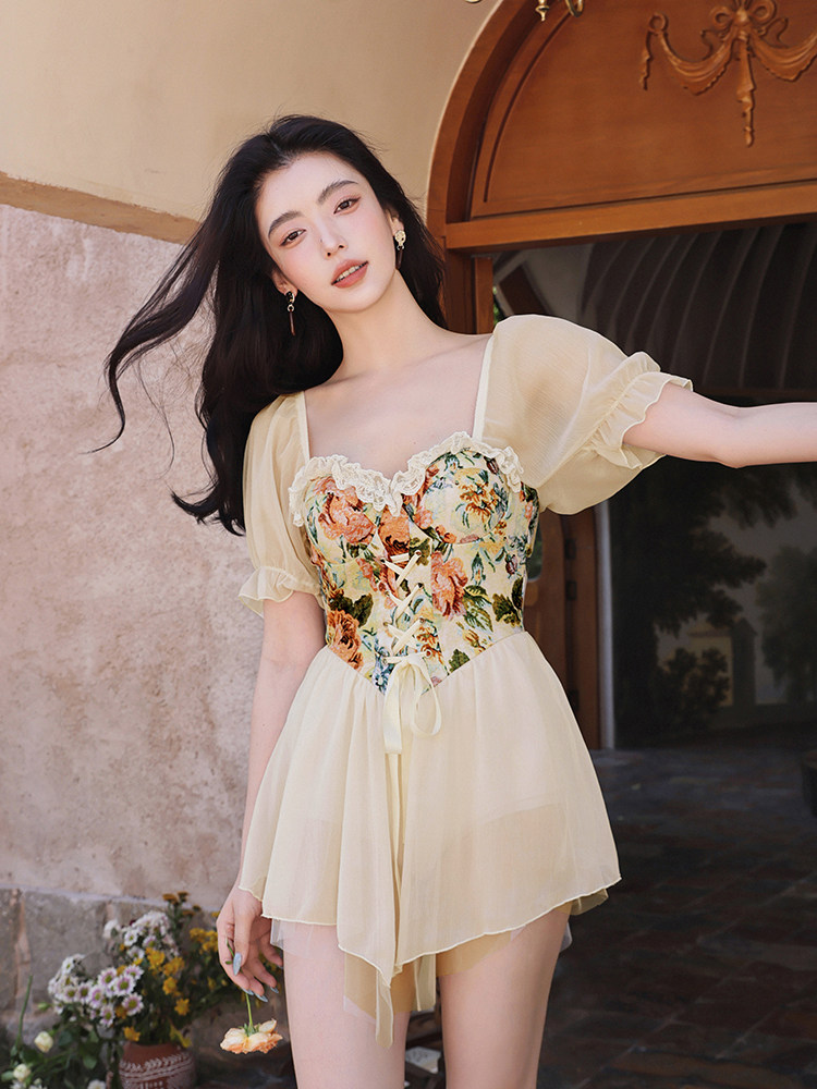 ◆DUDU◆新款2023泳衣女连体裙式仙女范遮肚显瘦碎花钢托聚拢泳装,运动/瑜伽/健身/球迷用品,连体泳衣,淘宝优惠券,粉丝福利购,淘宝优惠卷