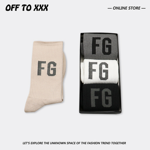 GOD潮牌长袜主线FG副线ESS欧美街头FOG袜子男女 三双盒装 FEAR