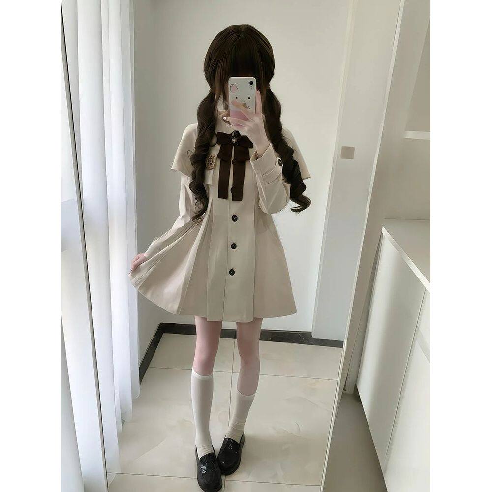 【小兰】秋冬JK制服小个子中长款收腰显瘦风衣外套女装
