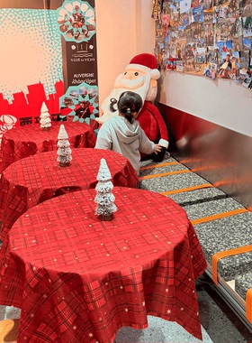 红色新年桌布复古喜庆氛围感ins春节圣诞餐厅饭店铺拍照布置装饰