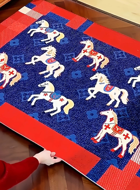 2026马年中古风入户门地垫圈绒红色新年春节防滑耐脏玄关进门口