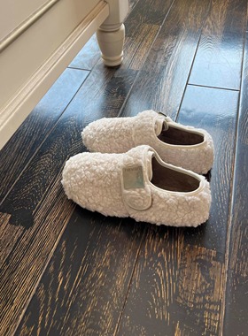 2026新款秋冬毛毛鞋女外穿温柔仙女风豆豆鞋包跟勃肯鞋月子鞋防滑