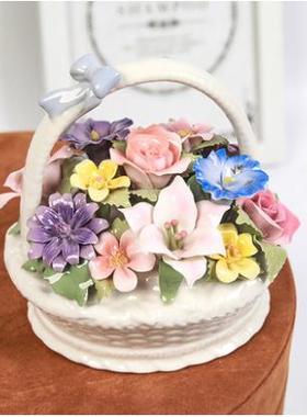 Exquste ceramc flower rose decoraton Musc Box Musc