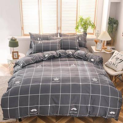 Korean Style ins Style Plaid Floral Washed Cotton Bed Sheet