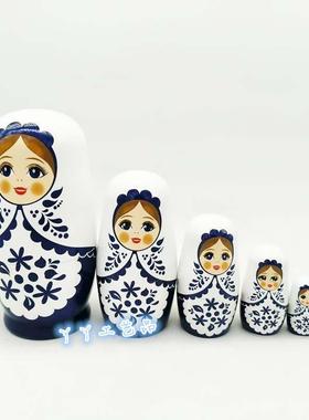 Six Layers Girl Russian Nesting Dolls Kids Wooden Toys